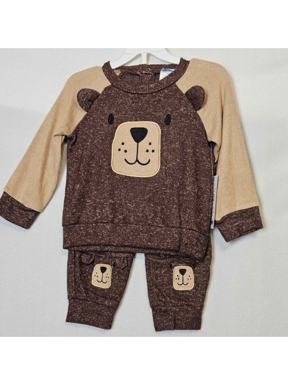 Robeez Baby Boy Bear Sweatshirt and Pants Set 12 Months Beige Brown New with Tag